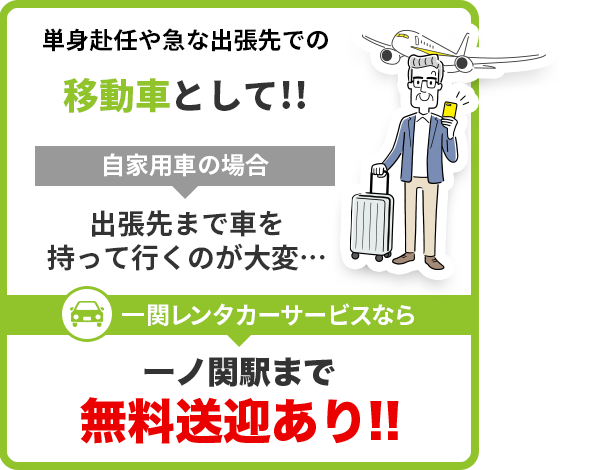 単身赴任や急な出張先での移動車として!!