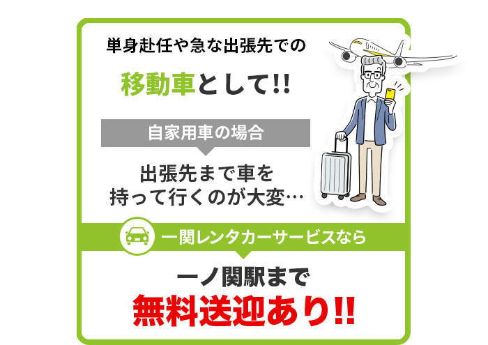 単身赴任や急な出張先での移動車として!!